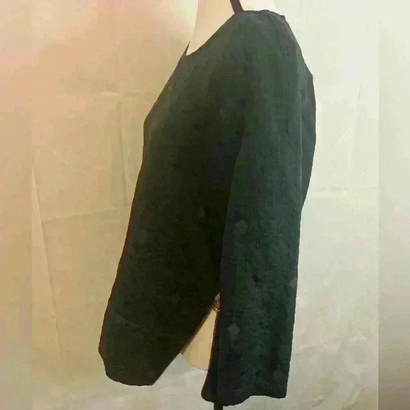 J Crew Women's Matelasse Zip Top Size 4 Green Geometric Embossed Boxy Blouse - Picture 2 of 8